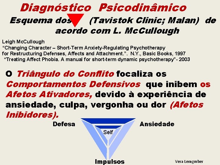Diagnóstico Psicodinâmico Esquema dos (Tavistok Clinic; Malan) de acordo com L. Mc. Cullough Leigh