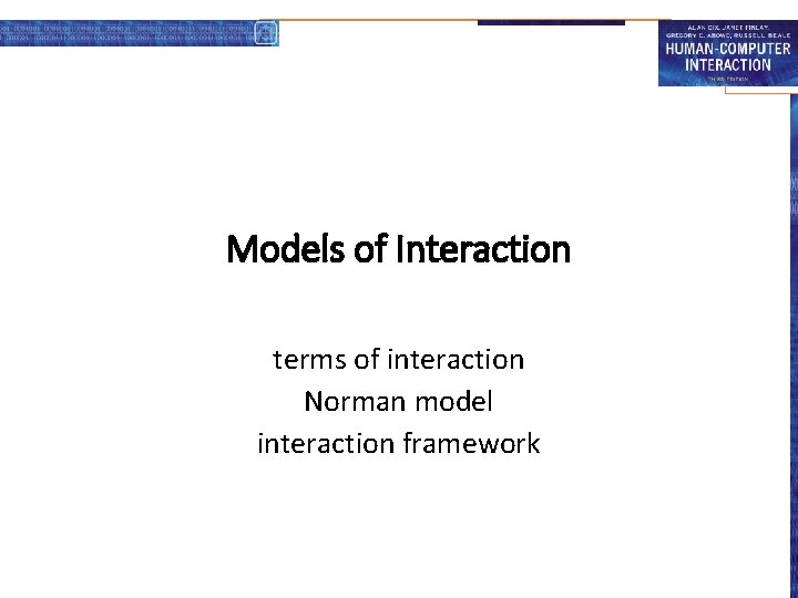 Models of Interaction terms of interaction Norman model interaction framework 