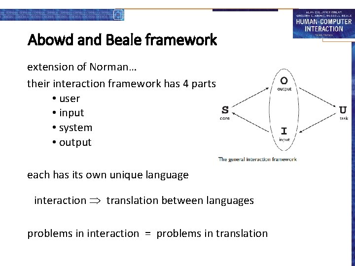 Abowd and Beale framework extension of Norman… their interaction framework has 4 parts •