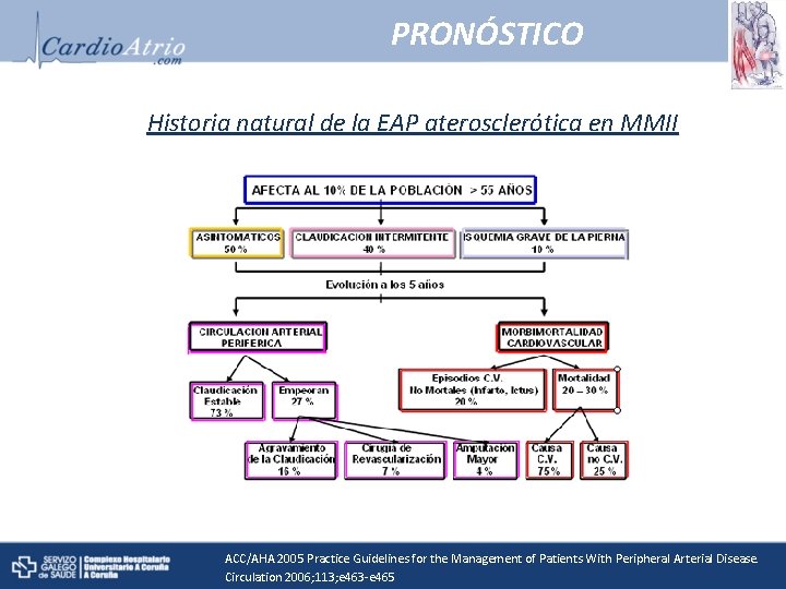 PRONÓSTICO Historia natural de la EAP aterosclerótica en MMII ACC/AHA 2005 Practice Guidelines for