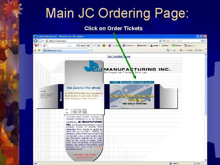 Main JC Ordering Page: Click on Order Tickets 