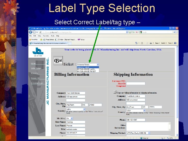 Label Type Selection Select Correct Label/tag type – 