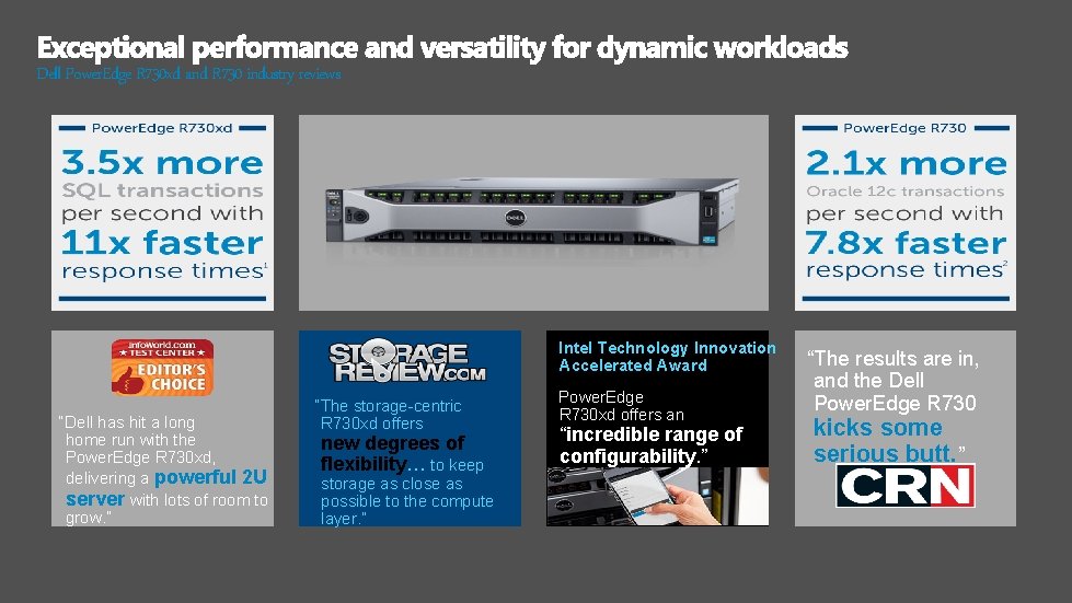 Dell Power. Edge R 730 xd and R 730 industry reviews Intel Technology Innovation