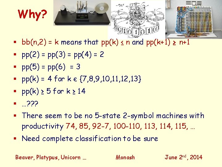 Why? bb(n, 2) = k means that pp(k) ≤ n and pp(k+1) ≥ n+1