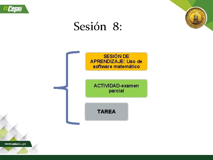 Sesión 8: SESIÓN DE APRENDIZAJE: Uso de software matemático ACTIVIDAD-examen parcial TAREA 