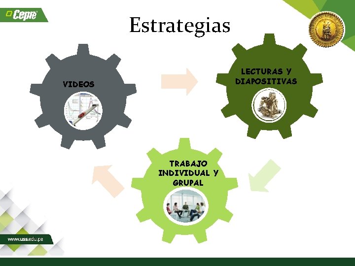 Estrategias LECTURAS Y DIAPOSITIVAS VIDEOS TRABAJO INDIVIDUAL Y GRUPAL 