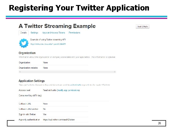 Registering Your Twitter Application 26 