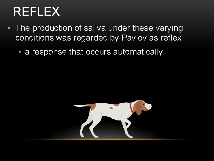 REFLEX • The production of saliva under these varying conditions was regarded by Pavlov