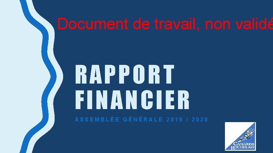 Document de travail, non validé RAPPORT FINANCIER ASSEMBLÉE GÉNÉRALE 2019 / 2020 