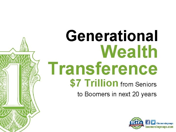 Generational Wealth Transference $7 Trillion from Seniors to Boomers in next 20 years 