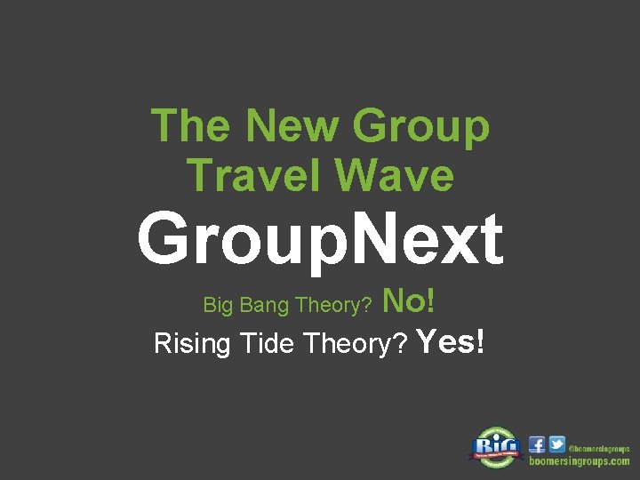 The New Group Travel Wave Group. Next No! Rising Tide Theory? Yes! Big Bang