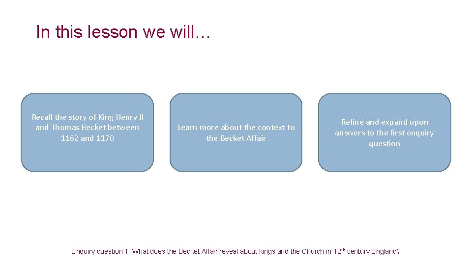 In this lesson we will… Recall the story of King Henry II and Thomas