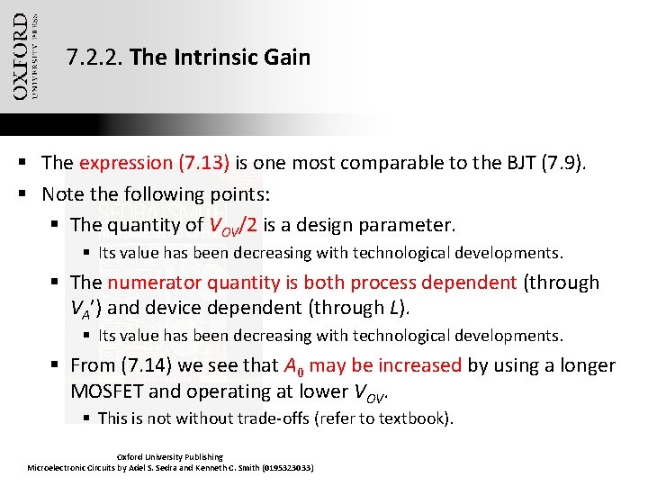 7. 2. 2. The Intrinsic Gain § The expression (7. 13) is one most