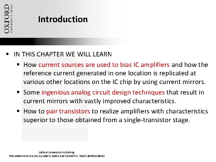 Introduction § IN THIS CHAPTER WE WILL LEARN § How current sources are used
