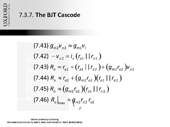 7. 3. 7. The BJT Cascode Oxford University Publishing Microelectronic Circuits by Adel S.