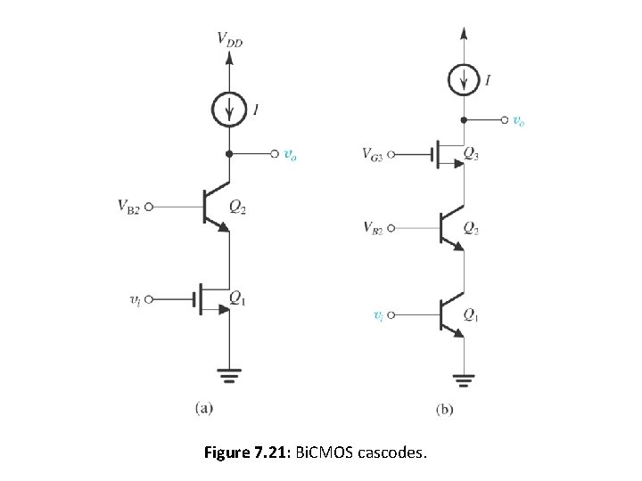 Figure 7. 21: Bi. CMOS cascodes. Oxford University Publishing Microelectronic Circuits by Adel S.