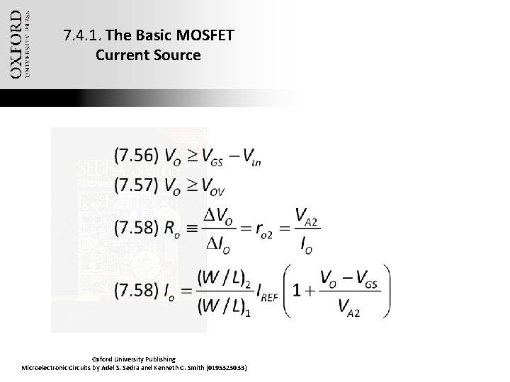 7. 4. 1. The Basic MOSFET Current Source Oxford University Publishing Microelectronic Circuits by