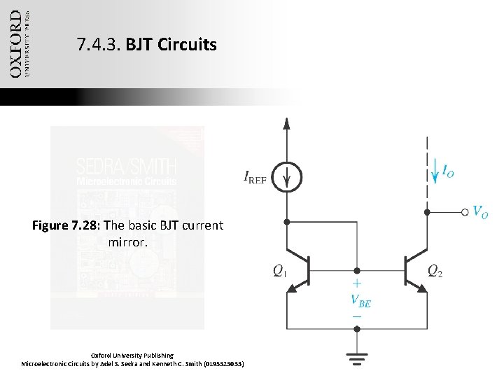 7. 4. 3. BJT Circuits Figure 7. 28: The basic BJT current mirror. Oxford