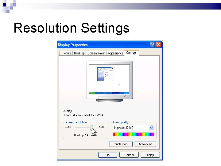 Resolution Settings 