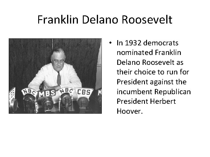 Roosevelt the New deal Objectives Learn how Roosevelt