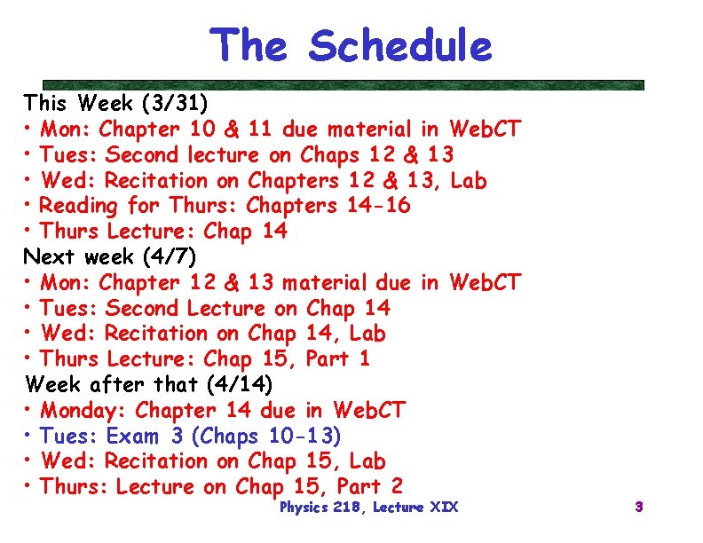 The Schedule This Week (3/31) • Mon: Chapter 10 & 11 due material in