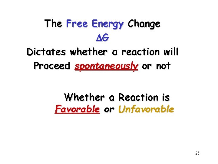 The Free Energy Change DG Dictates whether a reaction will Proceed spontaneously or not