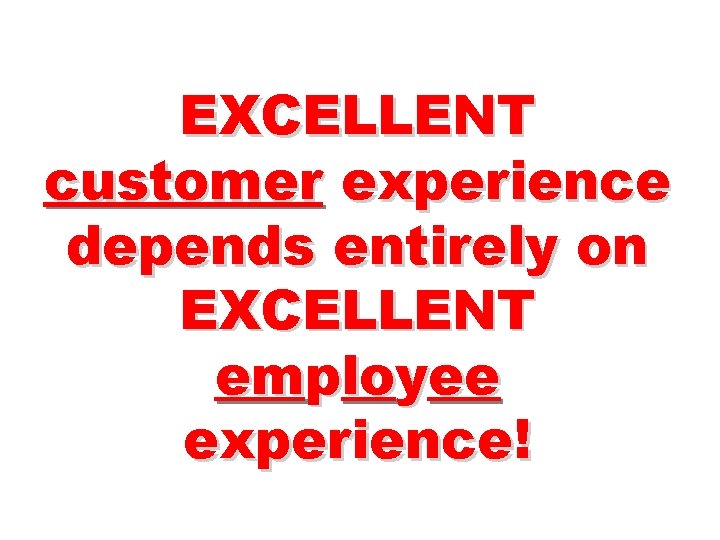 EXCELLENT customer experience depends entirely on EXCELLENT employee experience! 