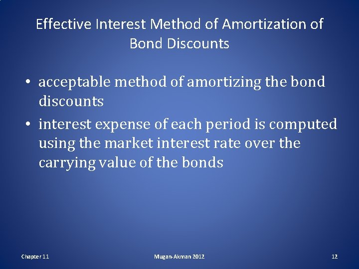 Effective Interest Method of Amortization of Bond Discounts • acceptable method of amortizing the