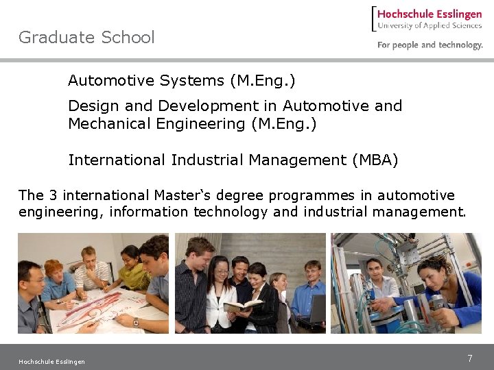 Graduate School Automotive Systems (M. Eng. ) Design and Development in Automotive and Mechanical