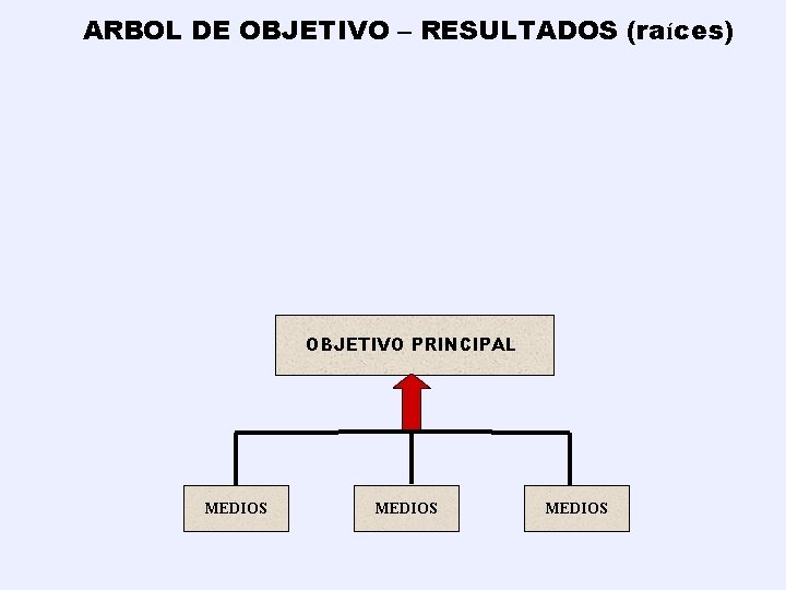 ARBOL DE OBJETIVO – RESULTADOS (raíces) OBJETIVO PRINCIPAL MEDIOS 
