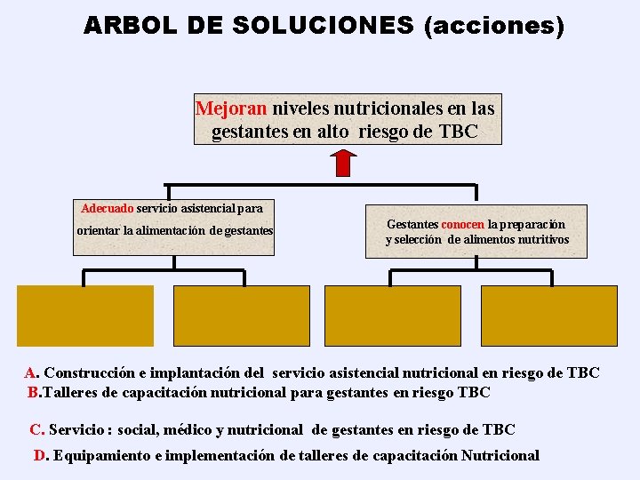 ARBOL DE SOLUCIONES (acciones) Mejoran niveles nutricionales en las gestantes en alto riesgo de