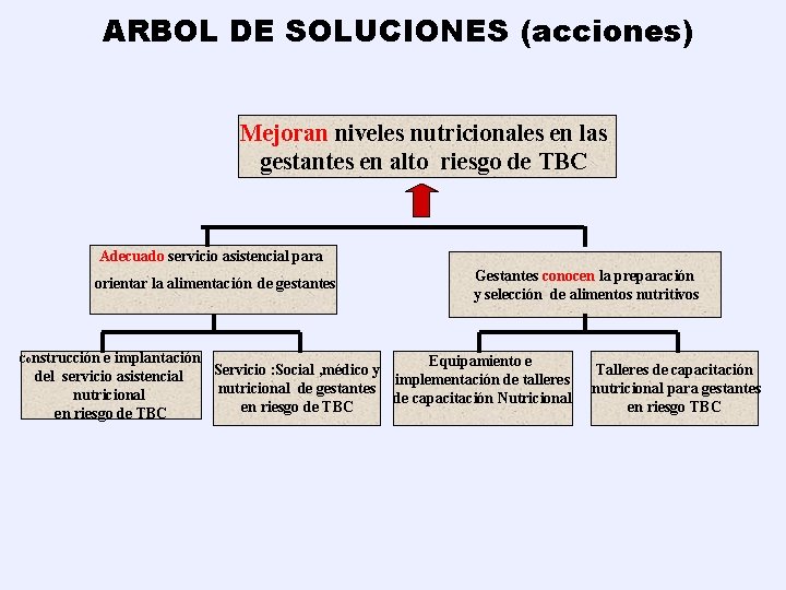 ARBOL DE SOLUCIONES (acciones) Mejoran niveles nutricionales en las gestantes en alto riesgo de