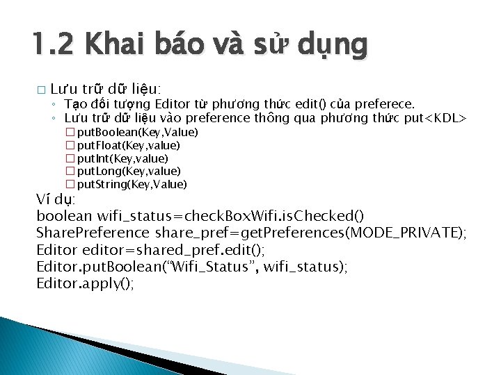 LP TRNH ANDROID BI 8 Asset Shared preference
