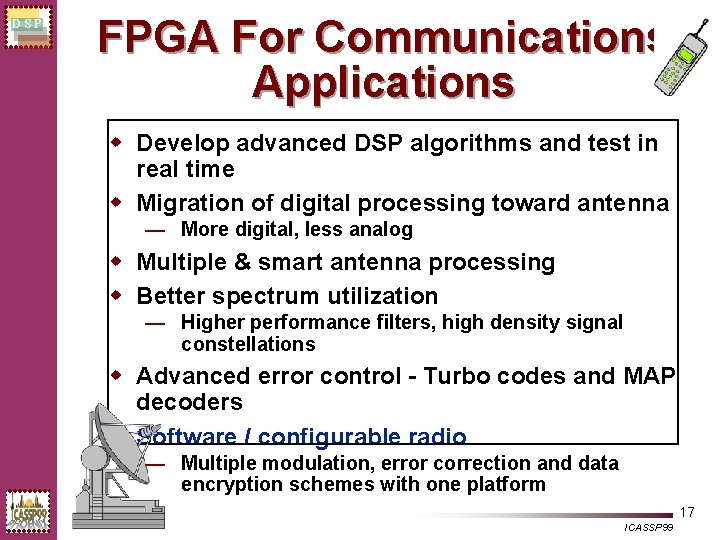 DSP FPGA For Communications Applications w Develop advanced DSP algorithms and test in real