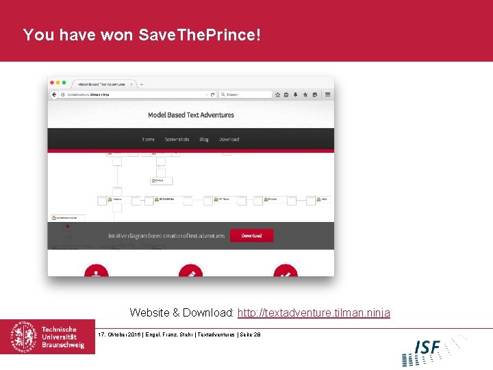 You have won Save. The. Prince! Website & Download: http: //textadventure. tilman. ninja 17.