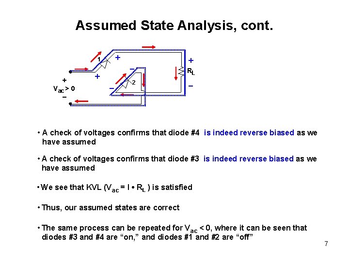 Assumed State Analysis, cont. + 1 + Vac > 0 – − + −