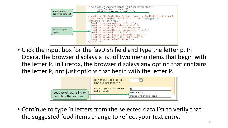  • Click the input box for the fav. Dish field and type the