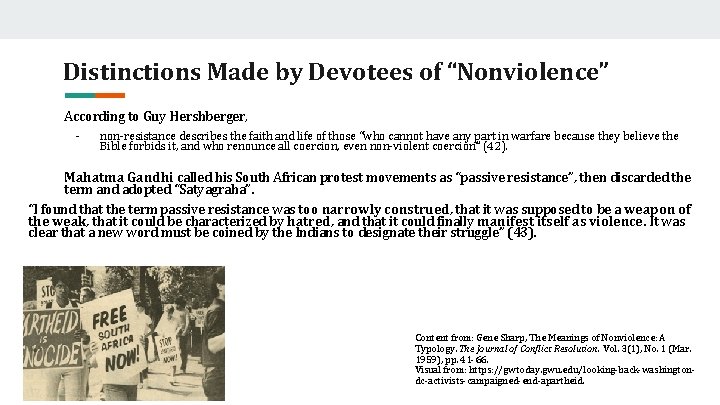 Distinctions Made by Devotees of “Nonviolence” According to Guy Hershberger, - non-resistance describes the