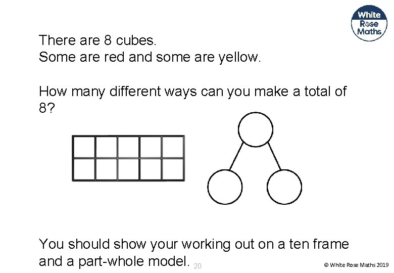 There are 8 cubes. Some are red and some are yellow. How many different