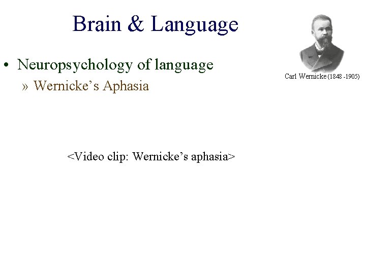 Brain & Language • Neuropsychology of language » Wernicke’s Aphasia <Video clip: Wernicke’s aphasia>