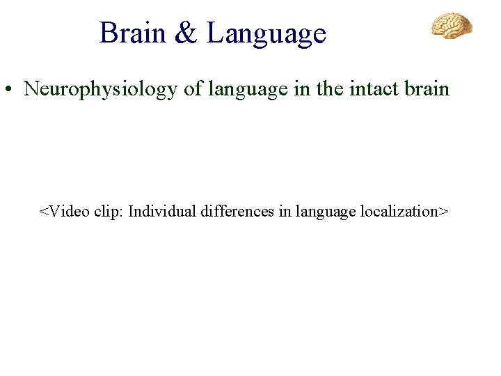 Brain & Language • Neurophysiology of language in the intact brain <Video clip: Individual