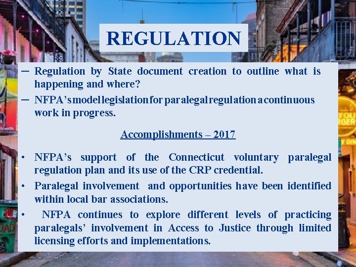 REGULATION ─ Regulation by State document creation to outline what is happening and where?