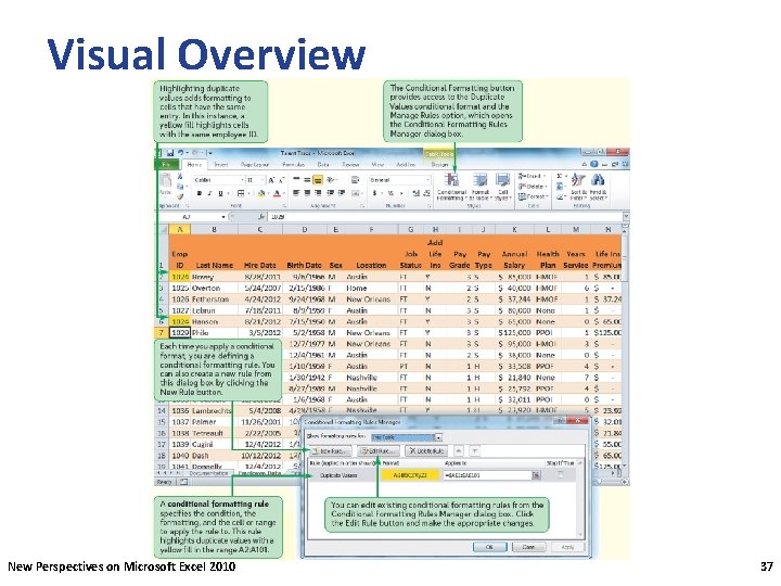 Visual Overview New Perspectives on Microsoft Excel 2010 37 