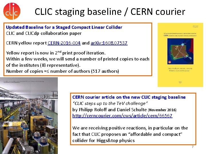 CLIC staging baseline / CERN courier Updated Baseline for a Staged Compact Linear Collider