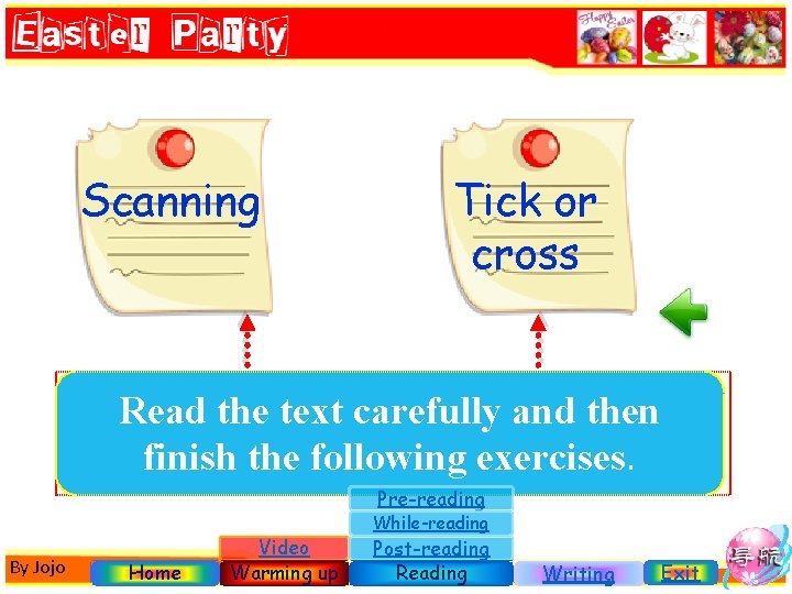 Scanning Tick or cross Read the text carefully and then finish the following exercises.