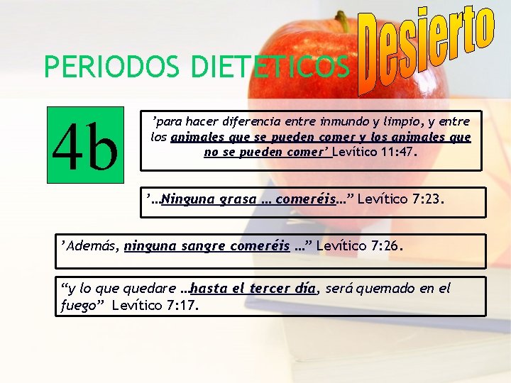 PERIODOS DIETETICOS 4 b ’para hacer diferencia entre inmundo y limpio, y entre los