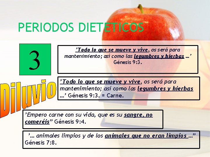 PERIODOS DIETETICOS 3 ’Todo lo que se mueve y vive, os será para mantenimiento;