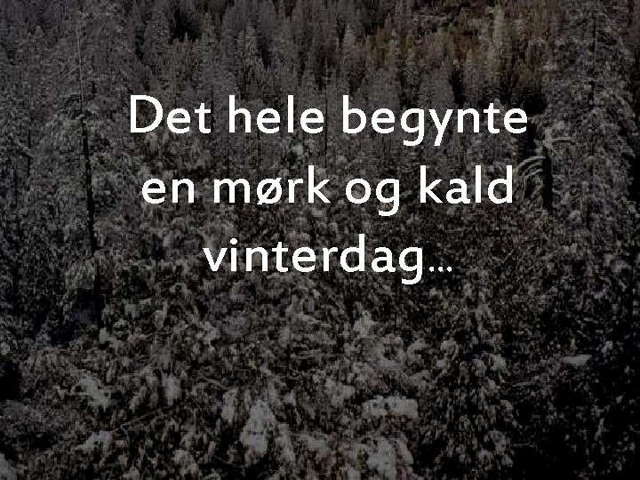 Det hele begynte en mørk og kald vinterdag… 