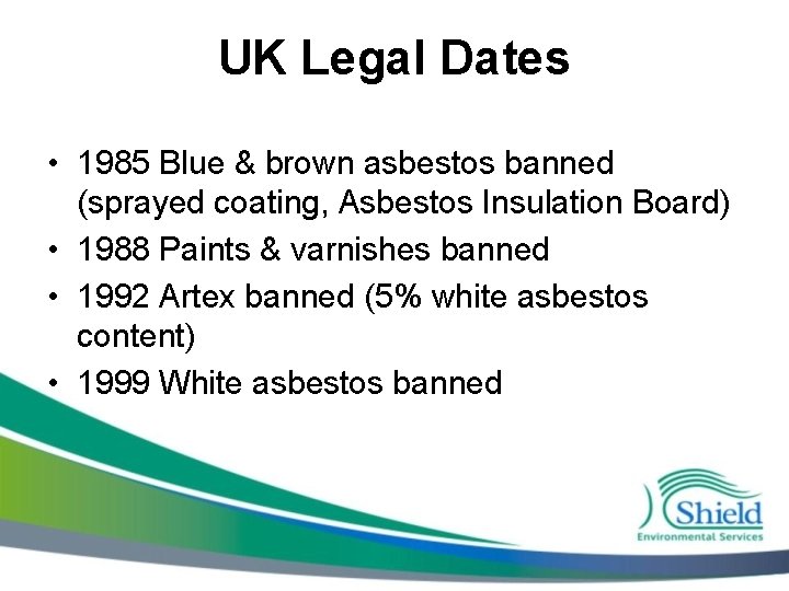 HS Asbestos Regulations the Basics Phil Bloomer MSc