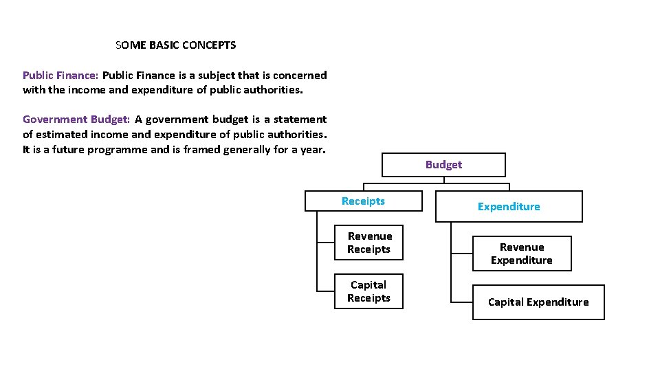 SOME BASIC CONCEPTS Public Finance: Public Finance is a subject that is concerned with